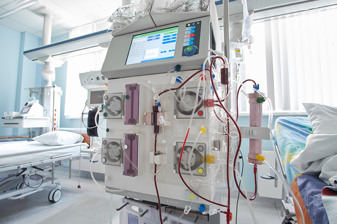 Working hemodiafiltration machine at intensive care department.